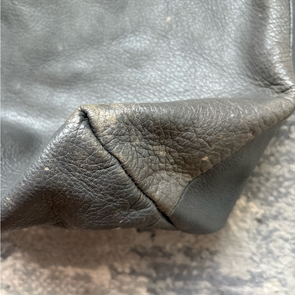 Rare Baggu Distressed Raw Milled Leather Tote, Slate Grey - Picture 6 of 13